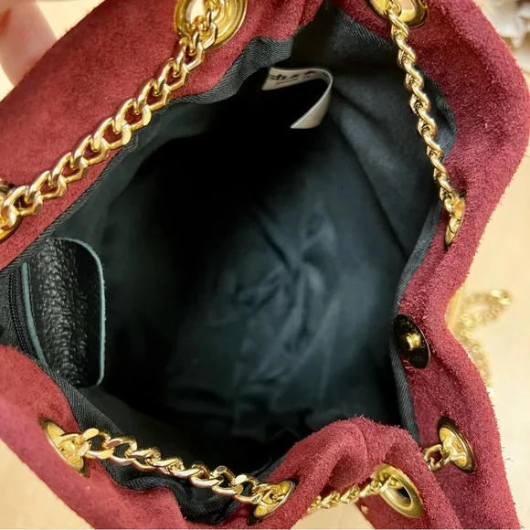 Studded Suede Bucket Bag with Chain Strap - Picture 5 of 15